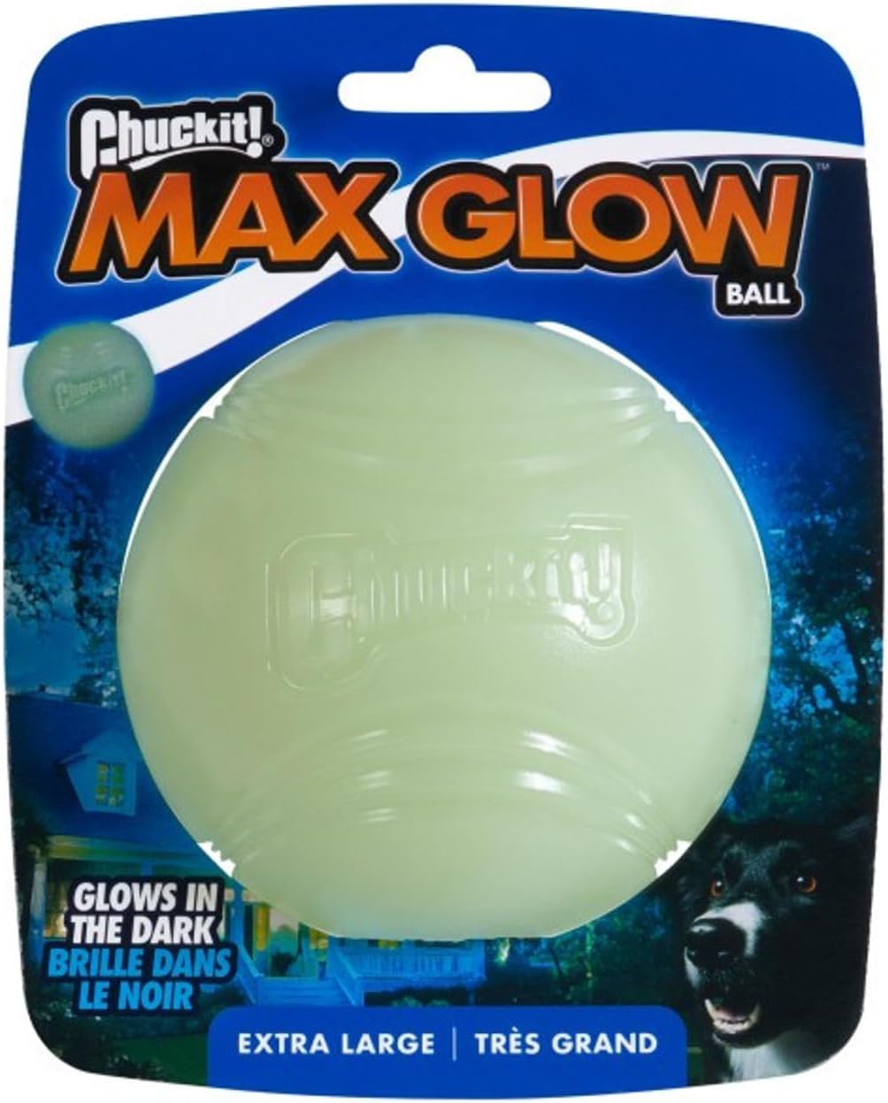 Chuckit! Max Glowin the Dark Bouncy Ball for Dogs, Large 3in - Extra-Large / Pack of 1