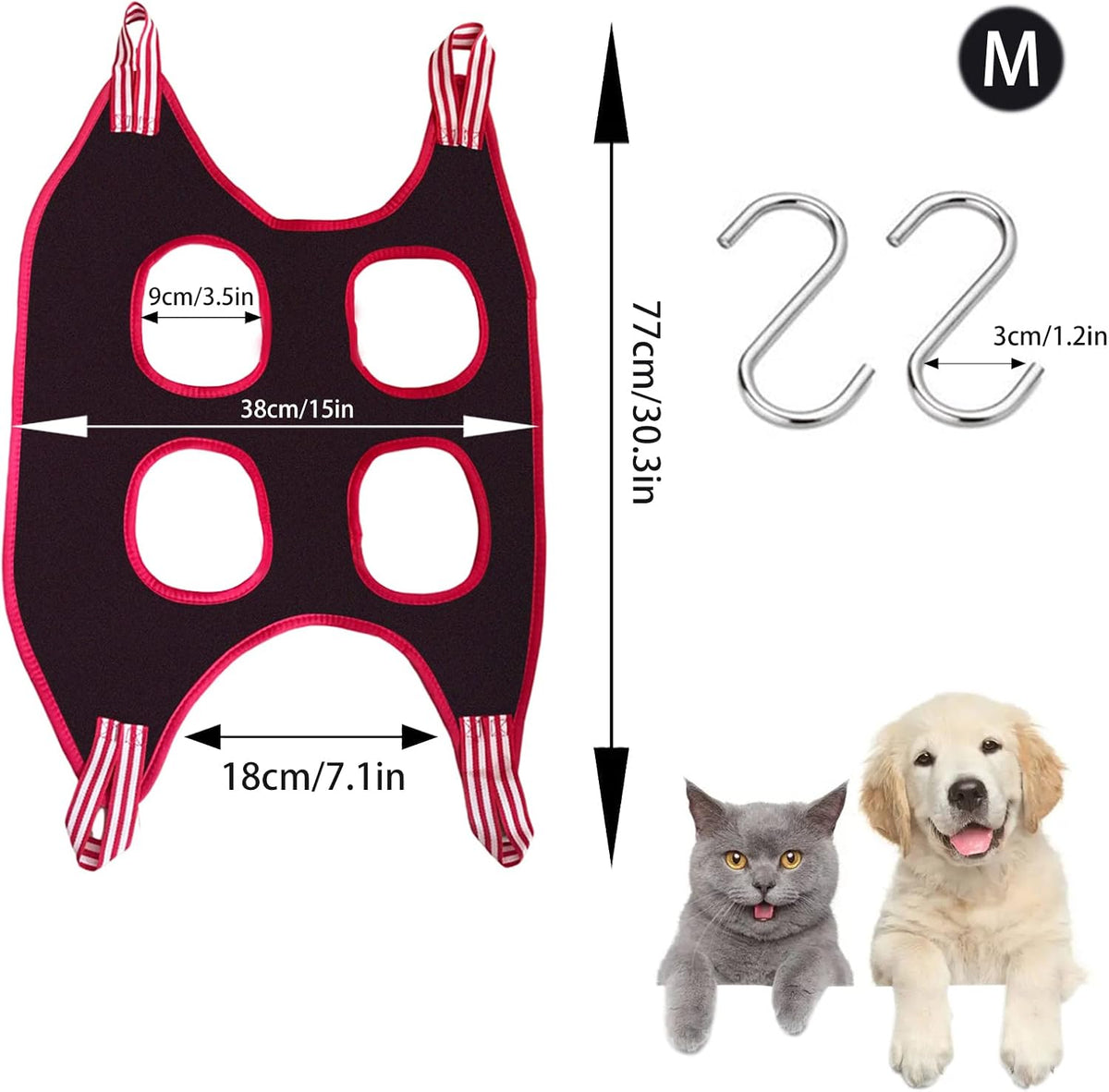 Dog Grooming Hammock Harness - Black M - image 2
