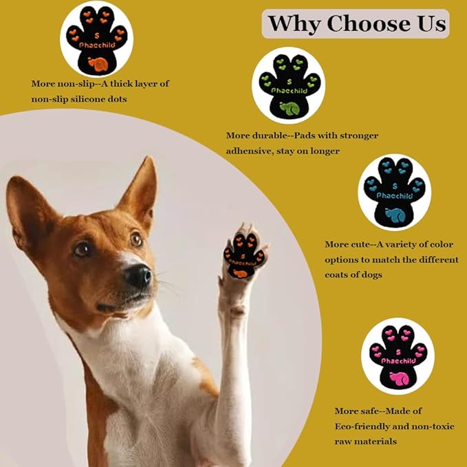 Dog Paw Pads Anti-Slip Grips,Dog Paw Protectors for Senior Dogs on Hot Pavement,Provides Traction to Keep Them from Slipping on Smooth Floors 20 sets-80 Pads Black M