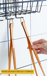 JETKONG 2 Pcs 12-Inch Kitchen Tweezers Cooking Tweezer Tongs Stainless Steel Long Food Tweezers (Rose Gold)