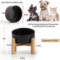 Black Raised/Elevated 15°Slanted Ceramic Dog Bowl for Small Breeds - Black / 1.7 CUPS - Puppy/Small Dogs & Cat Bowls - image 2