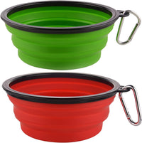 Large Collapsible Dog Bowls - Large,34oz / 34oz-Green&Red