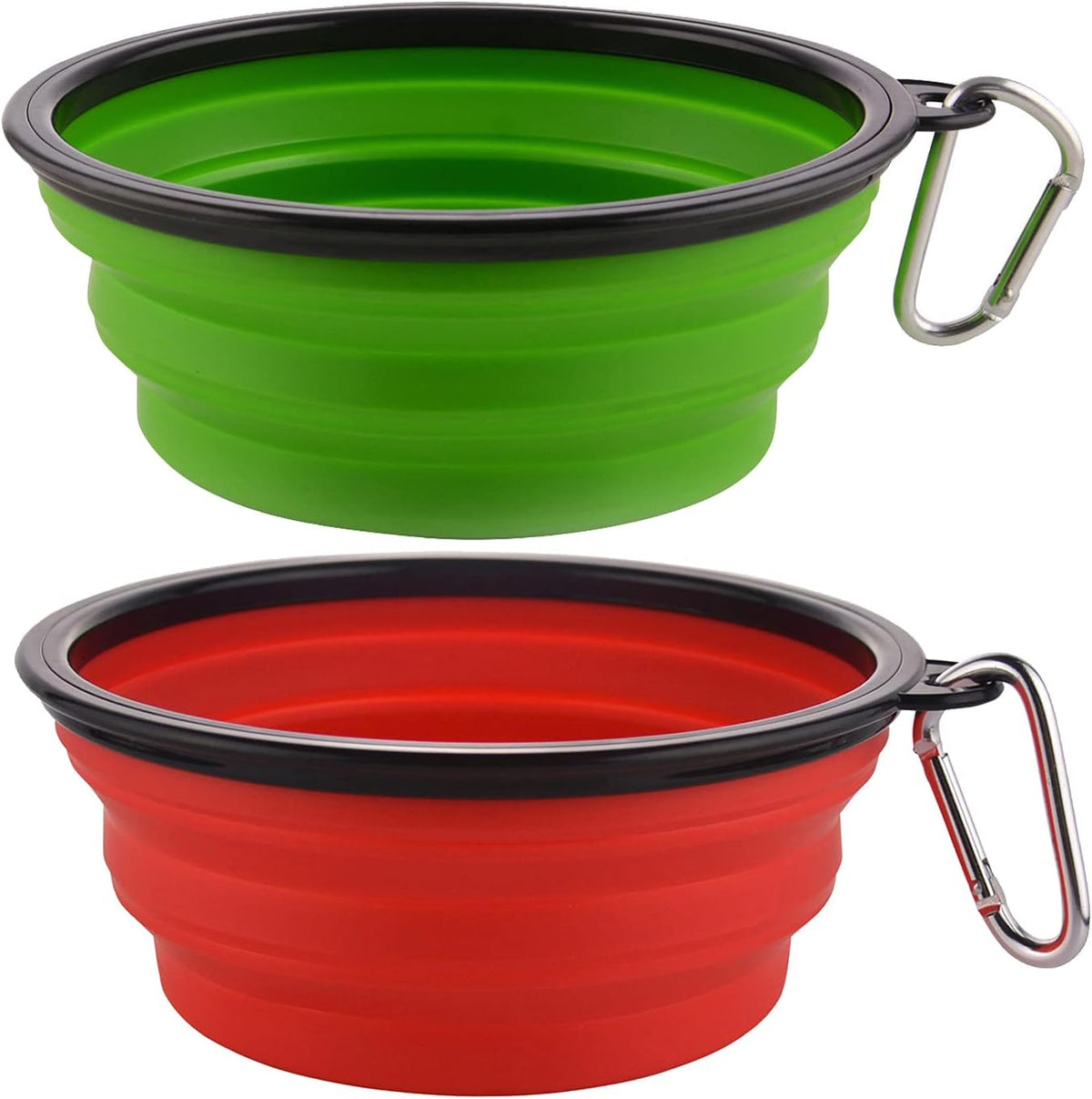 Large Collapsible Dog Bowls - Large,34oz / 34oz-Green&Red