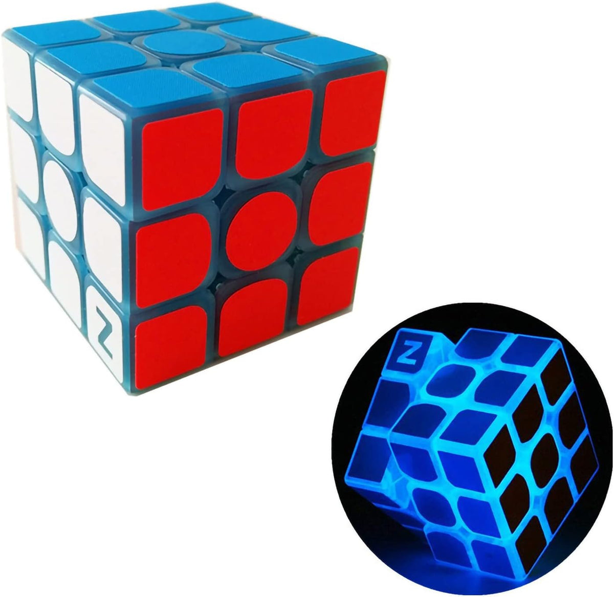AMAZA blue glow in the dark 3x3 speed cube with frosted surface - view 4