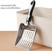 Cat Litter Scoop,Poop Sifting for Litter Box,Aluminum Alloy Sifter,Durable Kitty Metal Scooper with Long Handle Deep Shovel