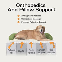 Large Dog Bed Orthopedic Washable - Beds Bolster - Extra Large Big Dogs - Memory Foam Couch Sofa - Waterproof with Removable Cover - Grass Green Dog Bed