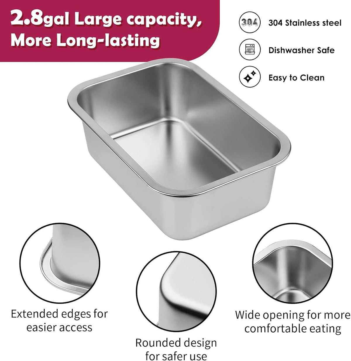 1.2 Gallon Elevated Large Dog Water Bowl with Mat - Grey-2.8 gal & mat / Height: 10.4-15.2" - image 4