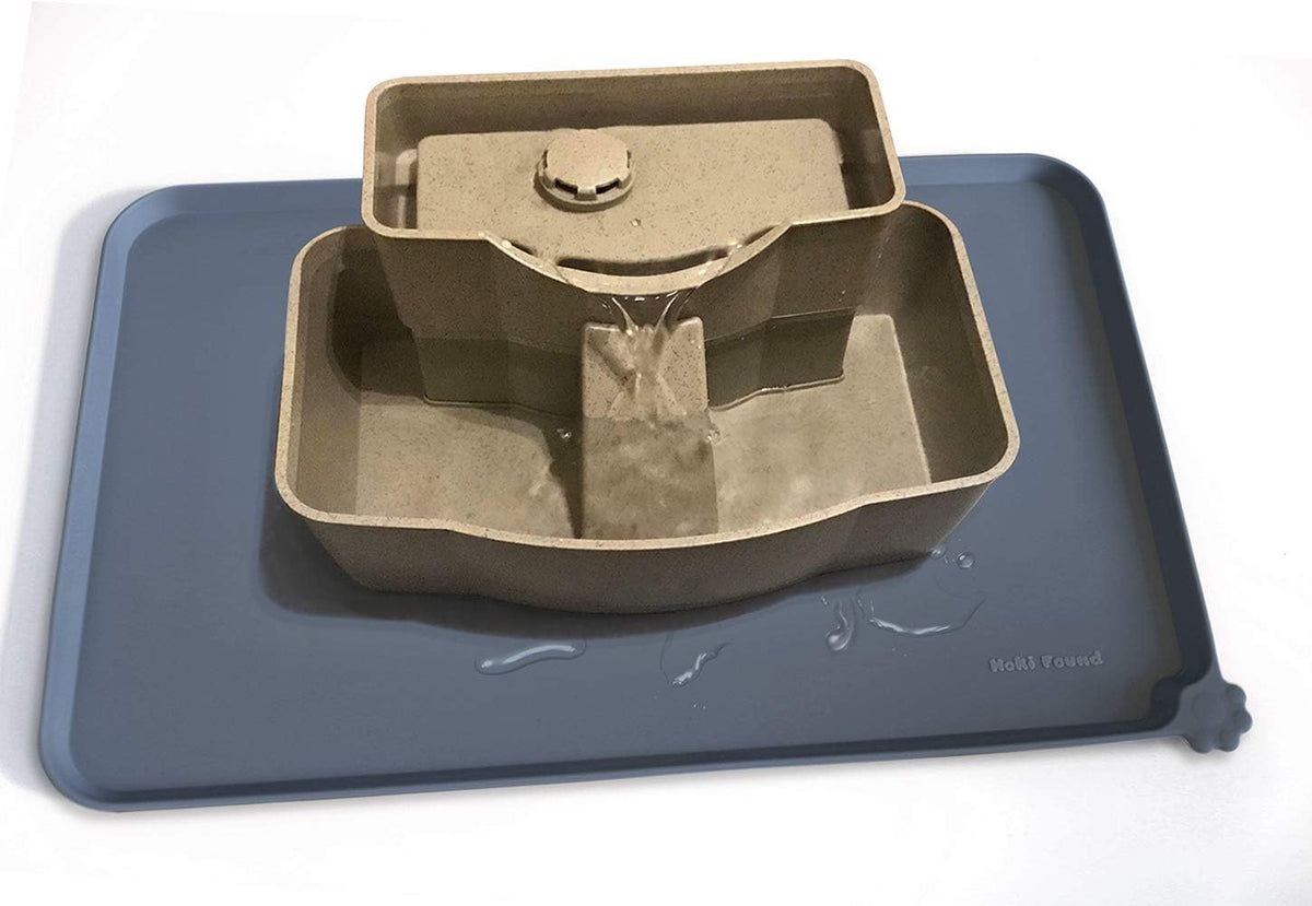 Hoki Found -Waterproof Pet Feeding Mats with High Lips - 19"L x 12"W / Gray - image 4