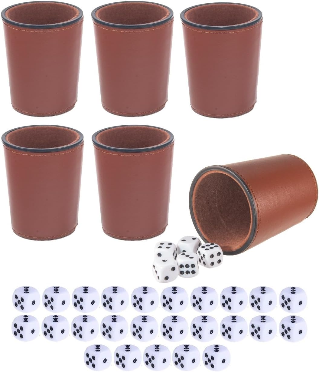 LoKii black and purple leather dice cups with felt lining and dot dice - view 3