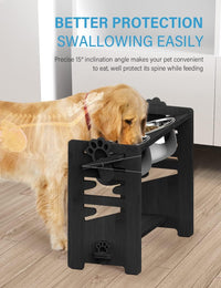 Elevated Dog Bowls, Raised Dog Bowl Stand Adjustable Small - Black / Large / Without Mat - image 4