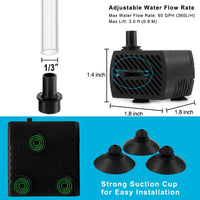 95GPH 5W Mini Water Pump with 3.3 ft Tubing – Essentials for Fish - image 2