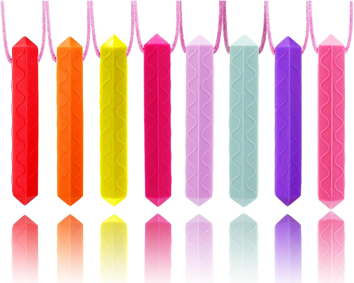8 Pack Chew Necklaces for Sensory Kids - Multicolor