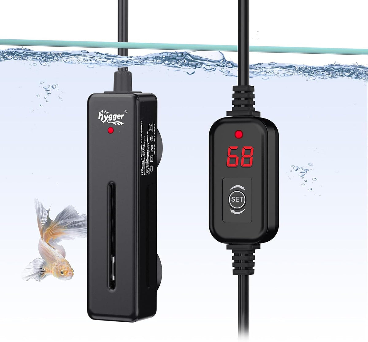 hygger Mini Fish Tank Submersible Heater 50W for 5-10 Gallons Small - 75W