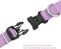 Mikivery Nylon Dog Collar with Quick Release Buckle Soft Adjustable Sturdy for Small Medium Large Dogs Violet,M