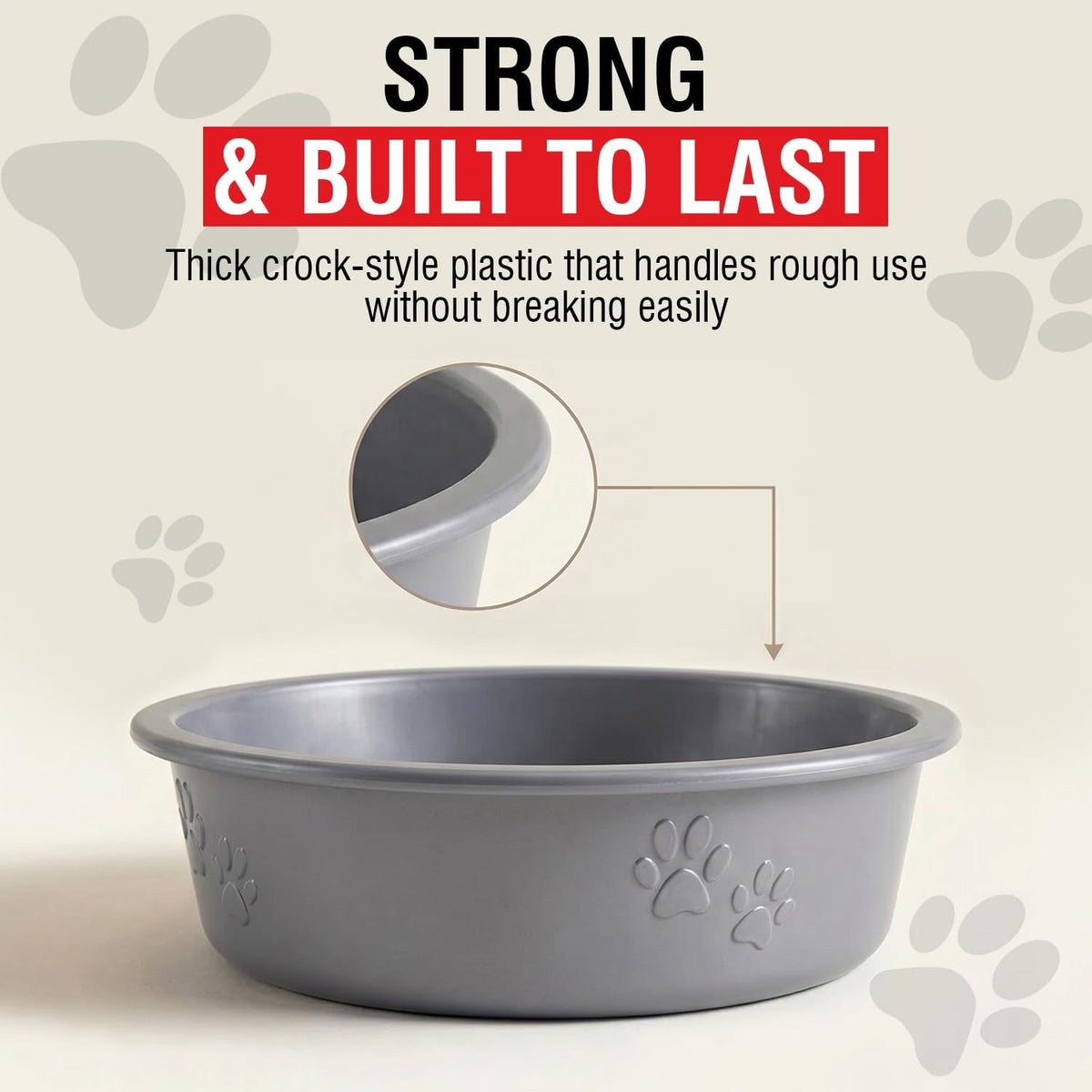 Loving Pets Dolce Luminoso Dog Bowl, Non-Skid Plastic Bowl - Small / Silver - image 4