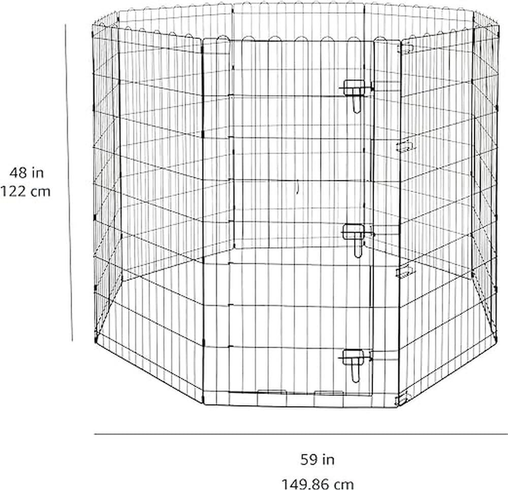 Amazon Basics Portable Foldable Octagonal Metal Exercise Dog Playpen - Single Door / 48"H - image 2