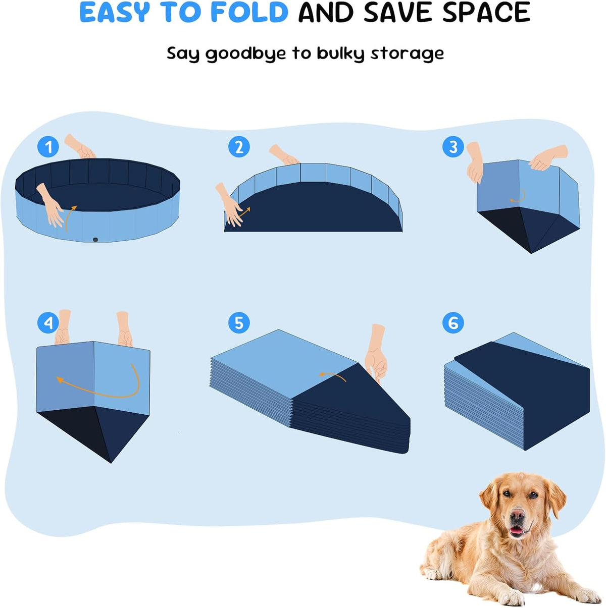 47'' Foldable Dog Pet Bath Pool, Heavy Duty Non-Slip Kiddie Pool - XXXXXL - 97*16 IN - 511 Gal - image 4