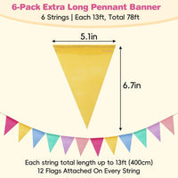 RUBFAC 170ft 120pcs Red White Striped Pennant Banner – Fun for Kids & Family - Pastel / 78ft - image 2