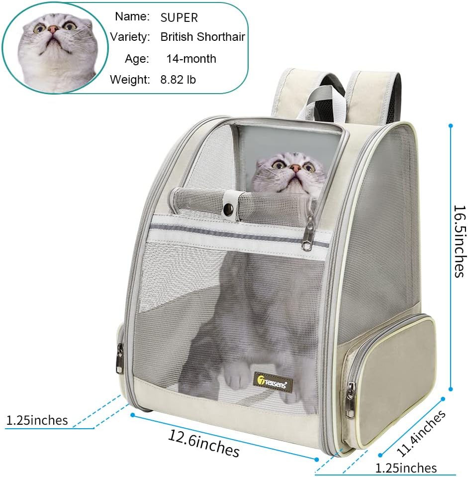 Texsens Innovative Traveler Bubble Backpack Pet Carriers for Cats - Creamy White - image 2
