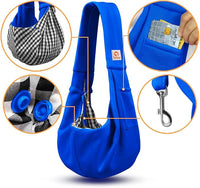 Tomkas Small Dog Sling Carrier - Classic Pocket & Classic Strap - for 3-10 lbs Pets(Royal Blue)