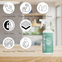 Odor Remover Spray, 16oz (2-Pack). 'Peppermint' Essential Oil Odor Eliminator for Strong Odors on Fabric, Shoes, Activewear. 'ProvenSafe' Deodorizer for Pets, Kids & Sensitive Gear w/Ionic Silver
