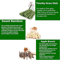 150g 3 Types of Combined Chew Toys Molar Sticks Sweet Bamboo Apple Branch Timothy Grass for Pets Chinchilla Squirrel Gerbil Hamster Squirrel Guinea Pigs