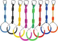 Swing Gymnastic Ring Warrior Obstacle Course Slackline Climb Trapeze - 8 Pack / Multi-color