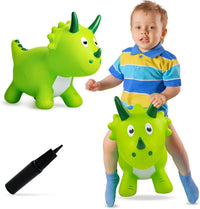 VangeBow Bouncy Horse Animal Hopper Toy for Toddlers 1-5 – Fun for Kids & Family - Green Little Triceratop