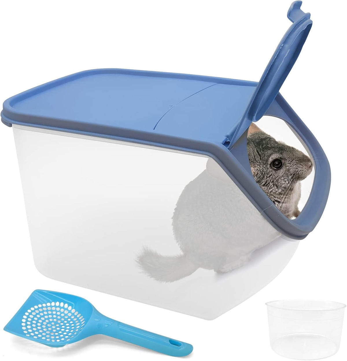 BNOSDM Chinchilla Sand Bath Container Hamster Dust Tub House – Essentials for Small Pets - Blue