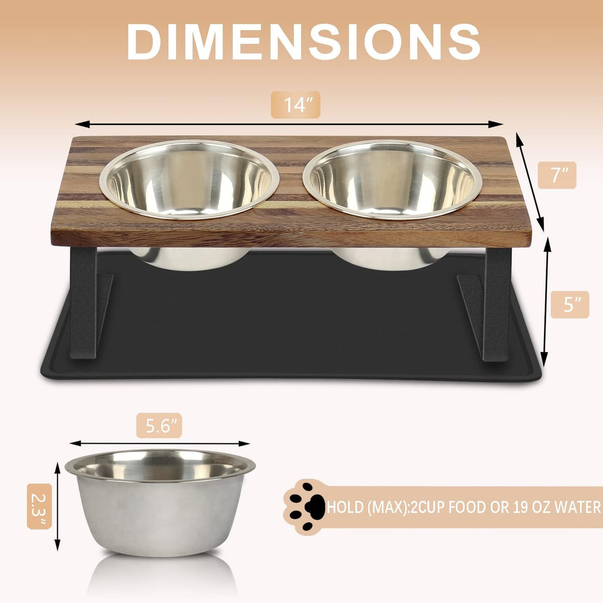 Aivituvin Elevated Dog Bowls, 15°Tilted Raised Cat Food Bowl - Small - image 2