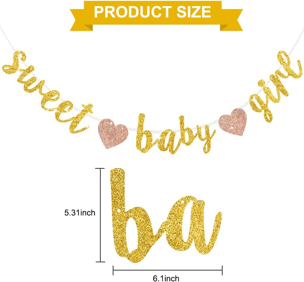 BEISHIDA Pre-Strung Glitter Champagne Girl Baby Banner Baby Shower - gold - image 2