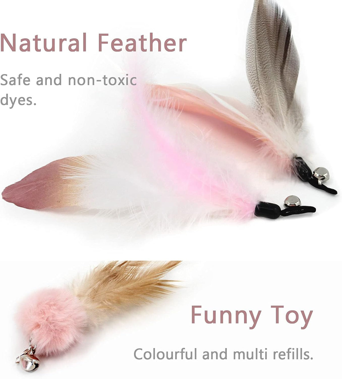 SONGWAY Interactive Cat Feather Toy Set - Light Pink - image 3