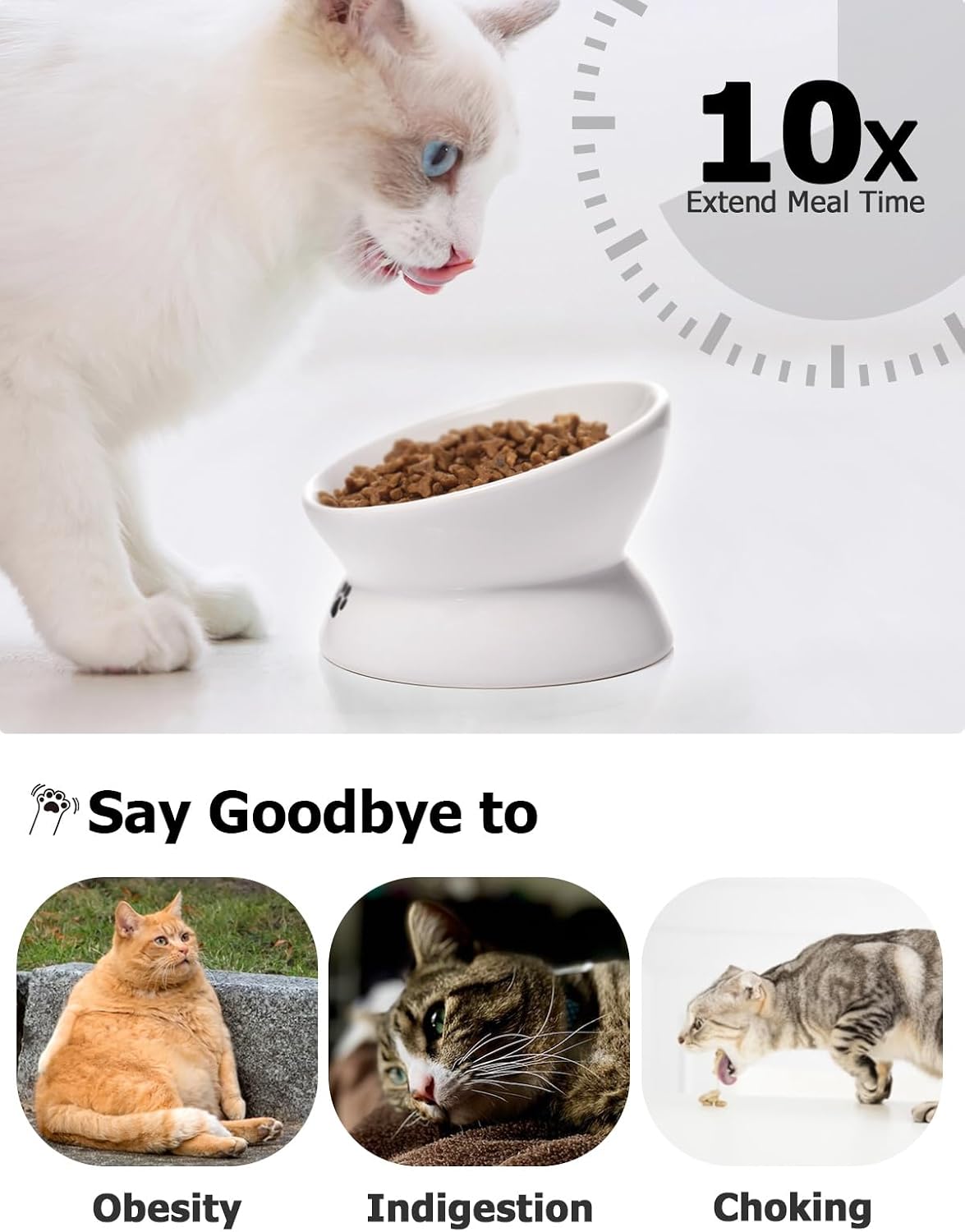 Y YHY Cat Bowl Anti Vomiting, Raised Food Bowls - 5 Inches / White - image 3