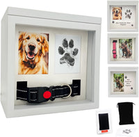 Black Dog Urn for Ashes 4 Customizable Displays Ink Paw Print Kit – Essentials for Dogs - White