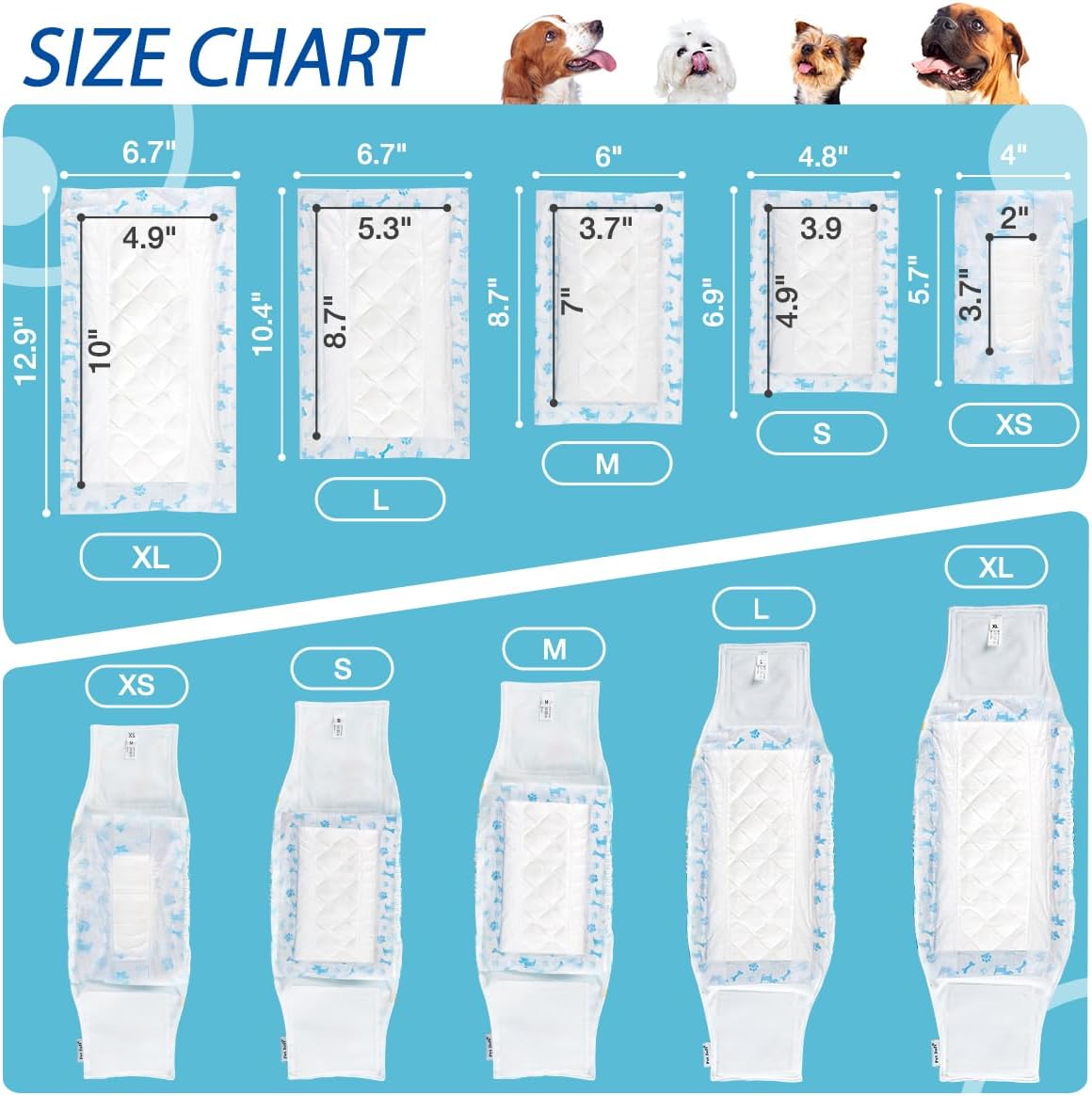 Disposable Dog Diaper Booster Pads XS - Bones / M - (100 Count) - image 4