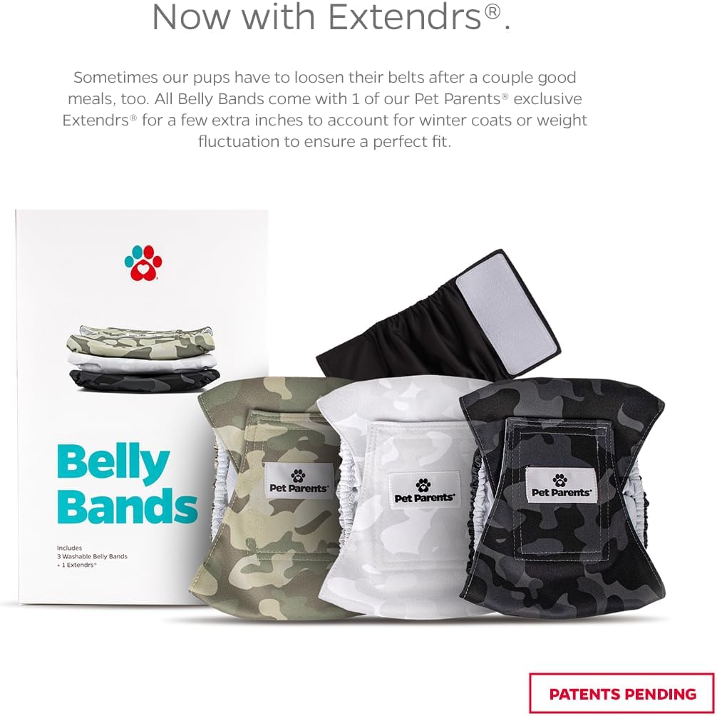 Pet Parents Washable Belly Bands for Male Dogs + Extendrs of Durable - Small (13-16") / Camo - image 2