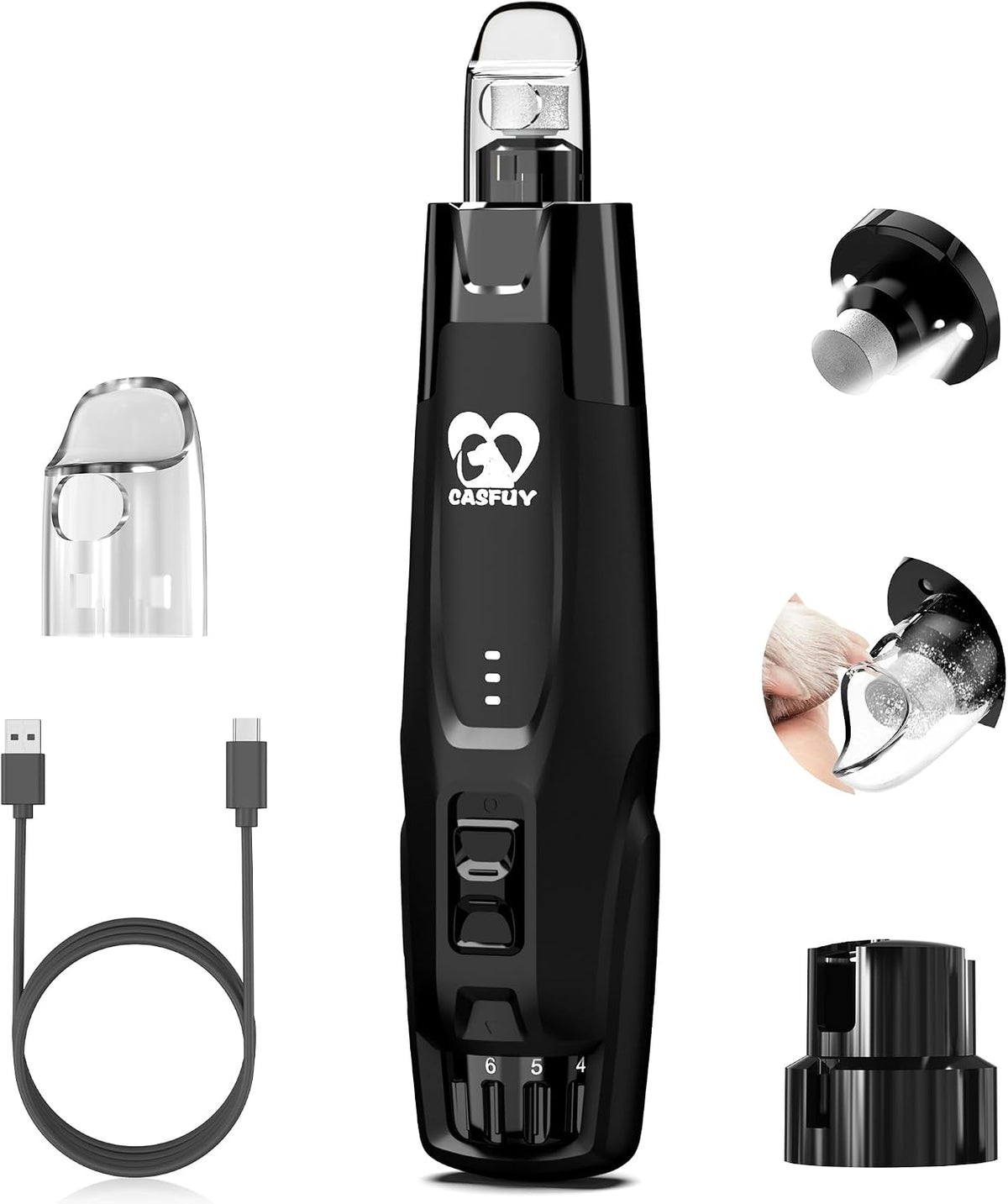 Casfuy New 6-Speed Dog Nail Grinder - Black