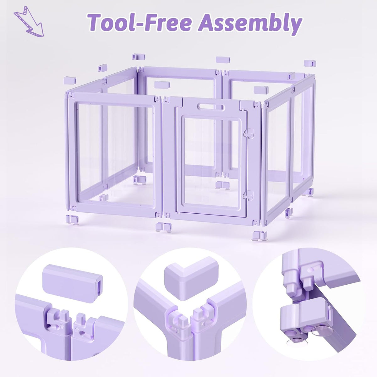 DIY Clear Acrylic Dog Playpen House - Purple / 8PCS / 23.6"H - image 3