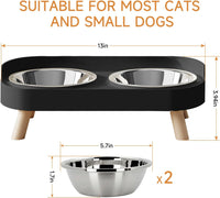 Elevated Cat Bowl, Raised Cat Food and Water Bowl Set for Indoor Cats, Splash Proof with 2 - Cat Bowls-Black - image 4
