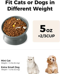 Elevated Cat Food Bowl, 5 Oz Ceramic Raised and Tilted Water Bowl, Anti Vomiting and Protect Pets' - Gray / 5 OZ - 1 Pack - image 2