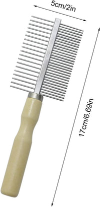Wooden Handle Grooming Comb for Dogs Cats Pet – Essentials for Cats - Double-Sided Teech Comb - image 2