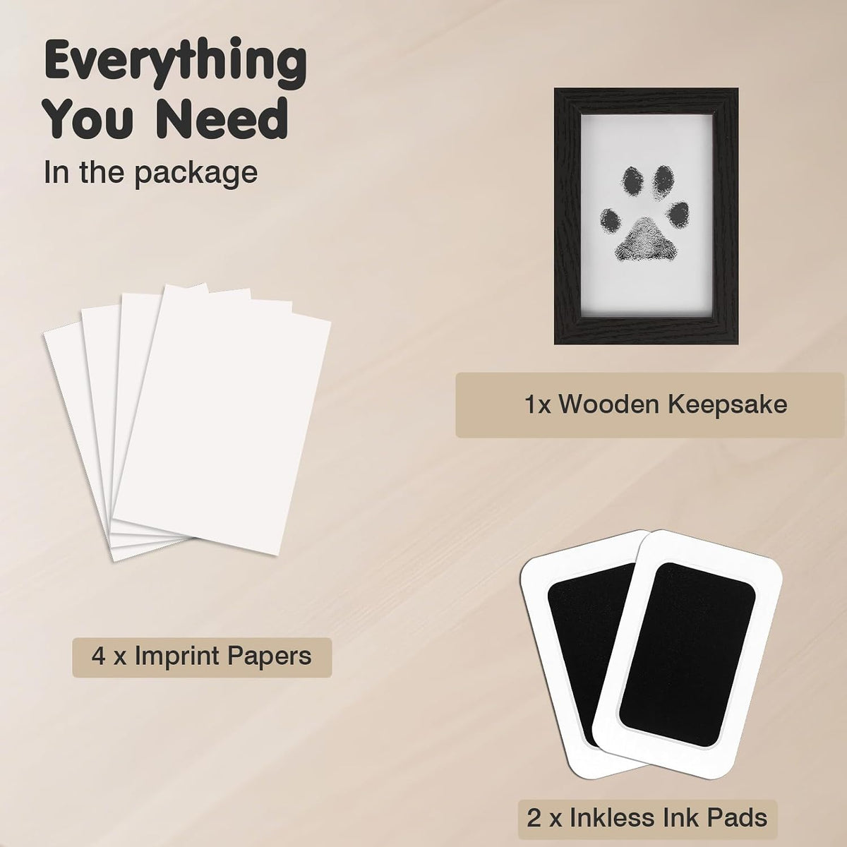 Inkless Paw Print Kit for Dogs, Cats & Babies - Black Pad,Black Wood Frame / 2-Pack,Medium - image 3