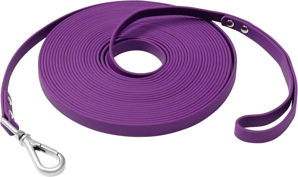 Waterproof Long Dog Leash Recall Training Lead 5 10 16 30 50 Foot - Purple / 30ft