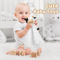 Pro Goleem Cow Security Blanket Soft Loveys for Babies for Boys and Girls Newborn Lovie Infant Blankie Cow Baby Stuff Baby Snuggle Toy Stuffed Animal Baby Gifts 16 Inch