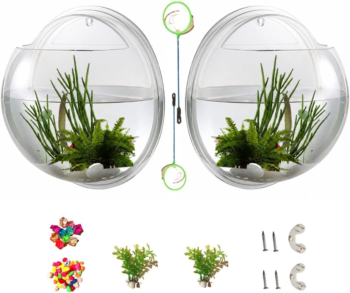 Creative Acrylic Hanging Wall Mounted Fish Tank - 1 Gallon / 11.5 '' / 2