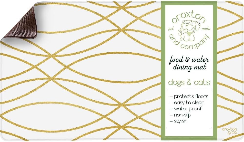CROXTON & CO. Non-Slip Faux Leather Pet Feeding Mat for Dog Bowls - Bone Appétit