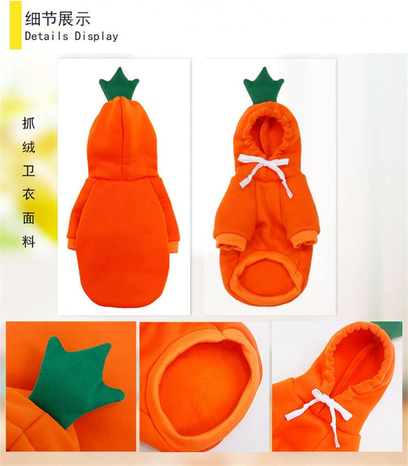 Warm Fleece Lined Dog Hoodie Winter Cute Coat Frog Costume S – Essentials for Dogs - Orange / L
