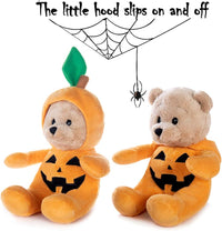 My OLi 9 inch Halloween plush bears 2 pack in pumpkin and wizard costumes with flip-top hats - view 9