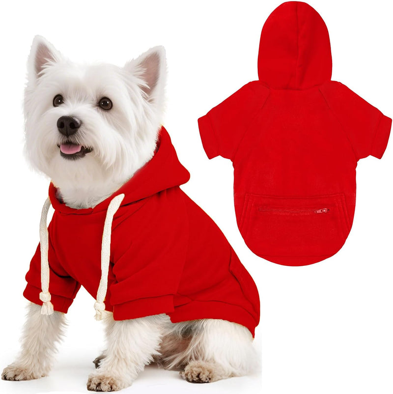 Basic Dog Hoodie Sweaters for Small Medium Large Dogs Cats Puppy - Red / XL(Suggest 11-16 lbs)