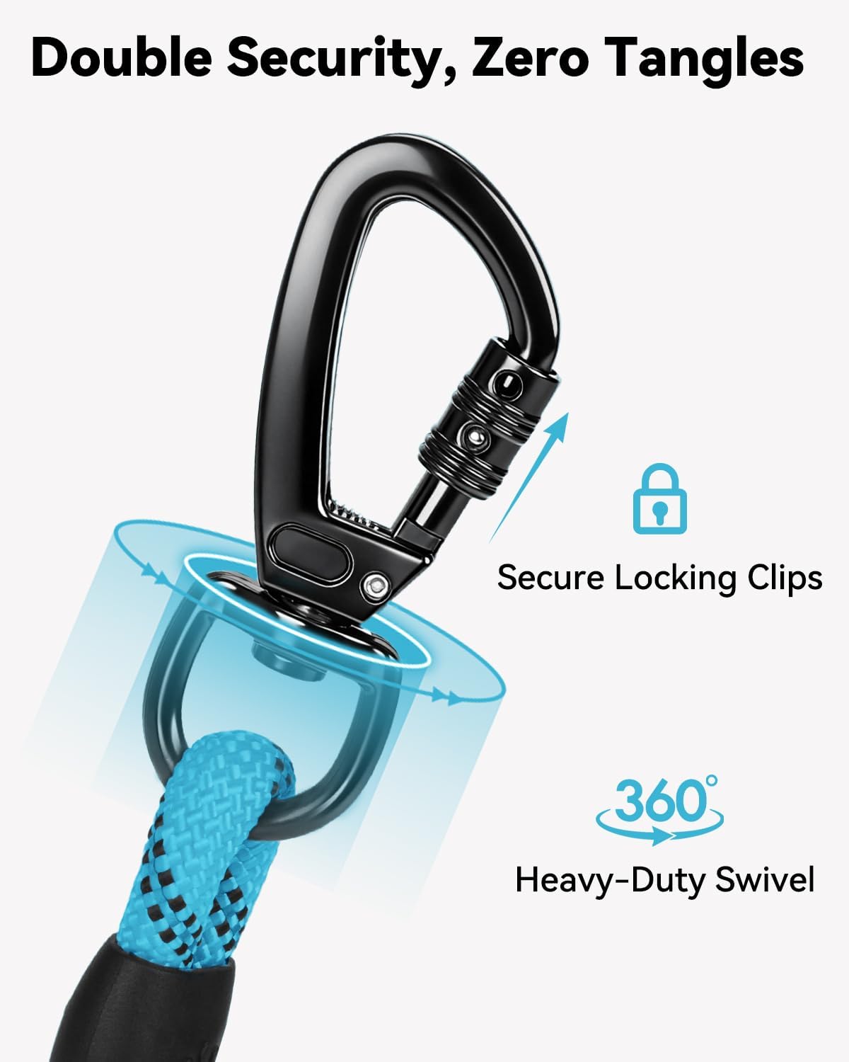 Joytale Long Dog Leash for Yard Tie Out & Recall Training - Blue / 30FT - image 2